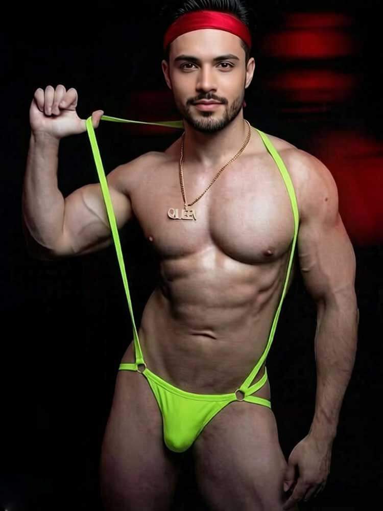 Men's Sexy Low-Rise Cut-Out High-Stretch Halter Thong