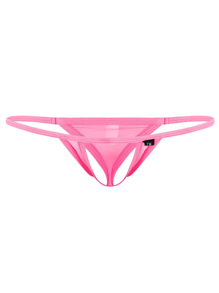 Men's Front Hollow Design Ice Silk Stretch Thong