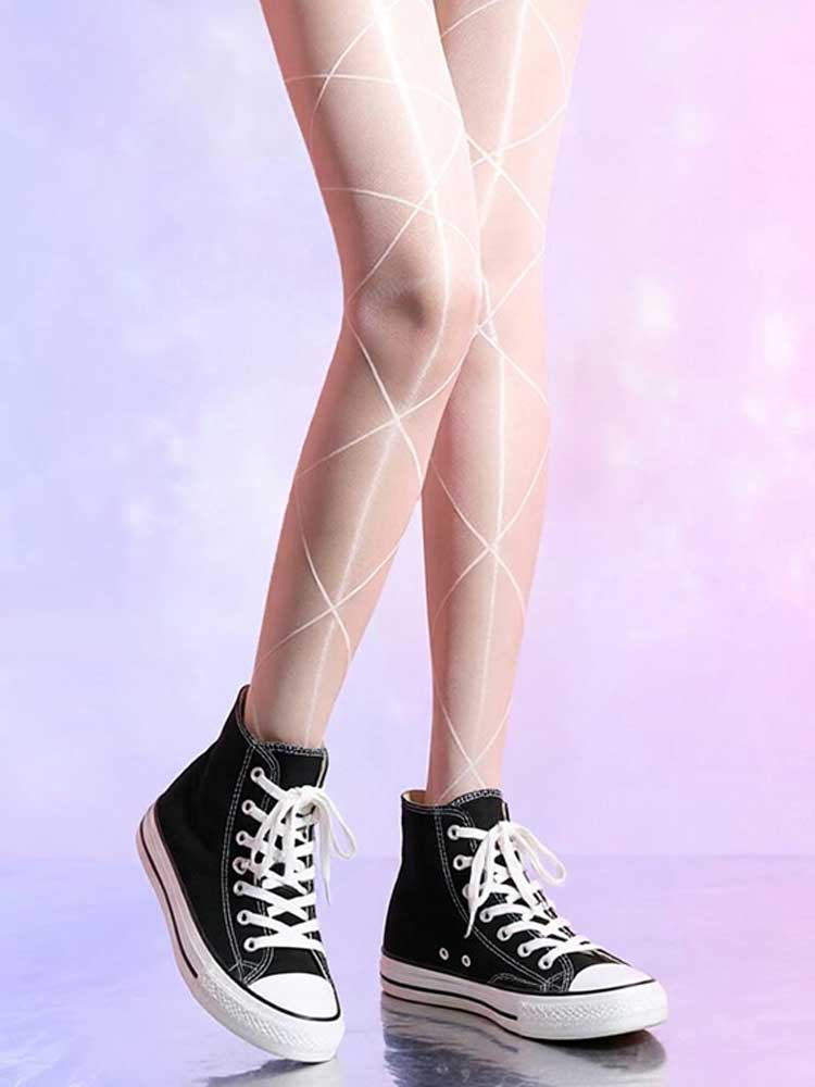 Men's Diamond Pattern Glossy Stretch Stockings
