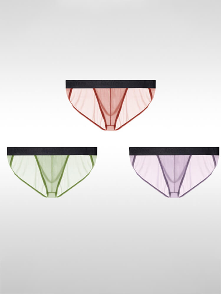 Men's Sexy Low-Rise High-Cut Ice Silk Large Pouch Briefs