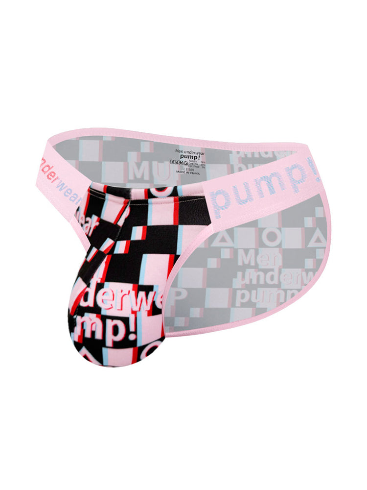 2 Pack Men's Breathable Alphabet-Print Expanded Pouch Briefs