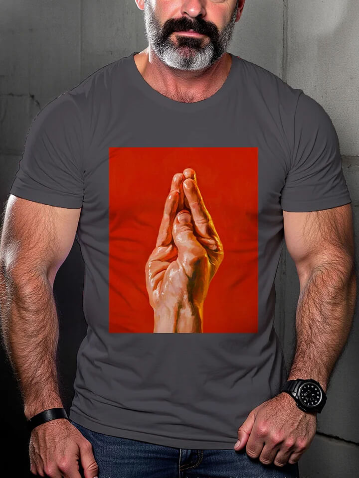 Men's Casual Silent Duck Hand Print Pride T-shirt