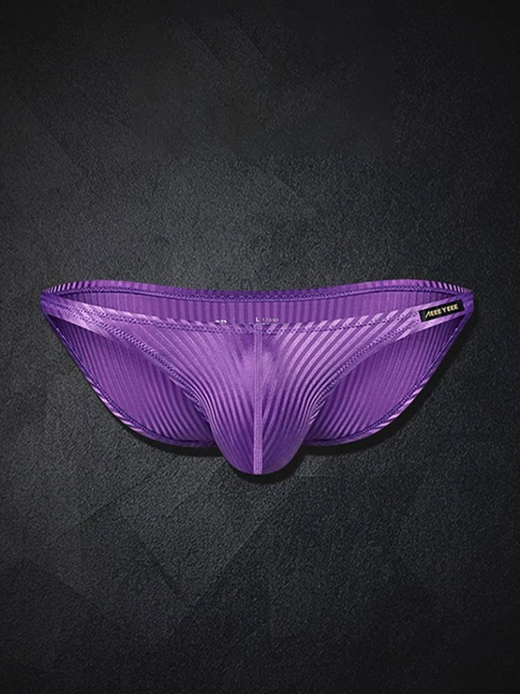 Men's Vertical-Striped High-Cut U-Pouch Briefs