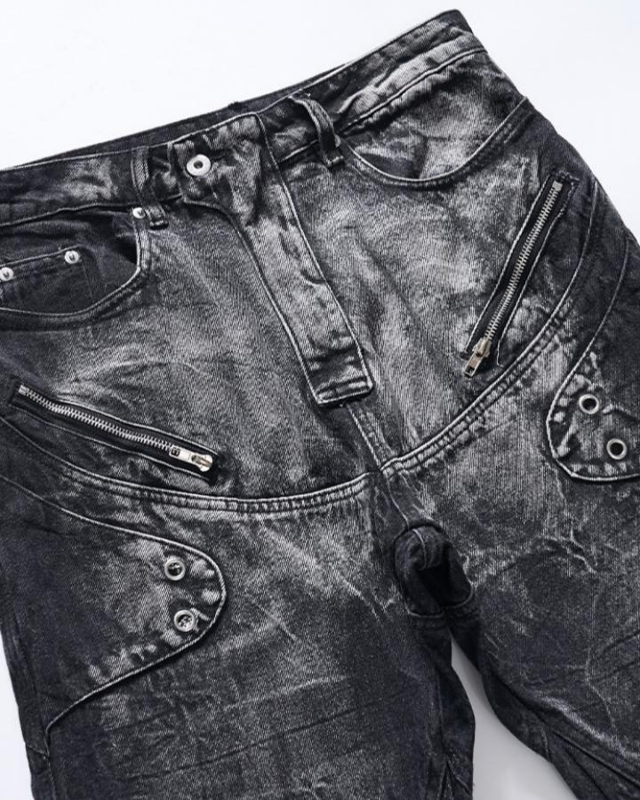 KIIKIO Punk Grommet Panel Flared Jeans