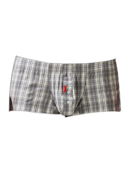 2 Pack Men's Anti-Odor Ultra-Soft Pure Cotton Plaid Design Boxer Shorts