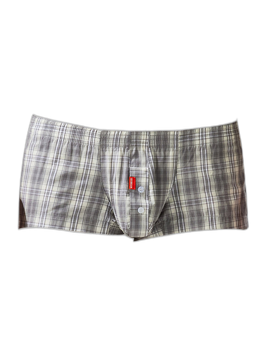 2 Pack Men's Anti-Odor Ultra-Soft Pure Cotton Plaid Design Boxer Shorts