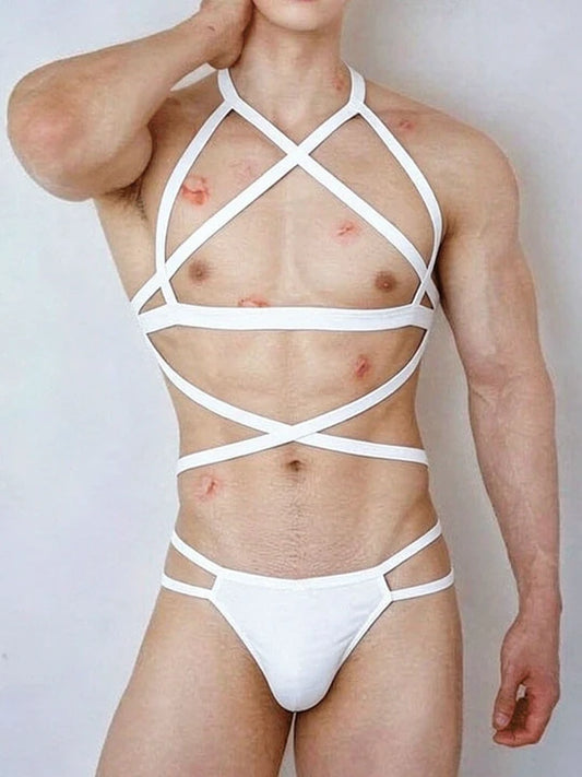 Men's Sexy Restraint Chest Strap Thong Set