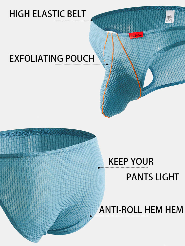 3 Pack Men's Ice Silk High-Elastic Breathable Briefs for Sports