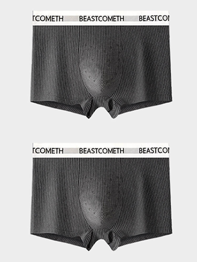Men's Breathable Striped Antibacterial Cotton Boxer Briefs