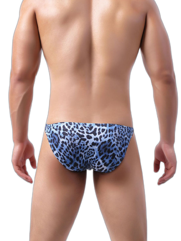4 Pack Men's U-Convex Leopard Print Nylon Bikini