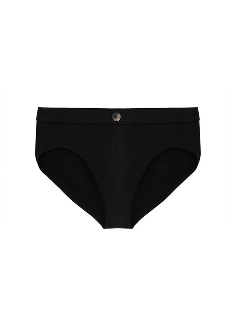 Men's Black Shell Button Breathable Tencel Briefs