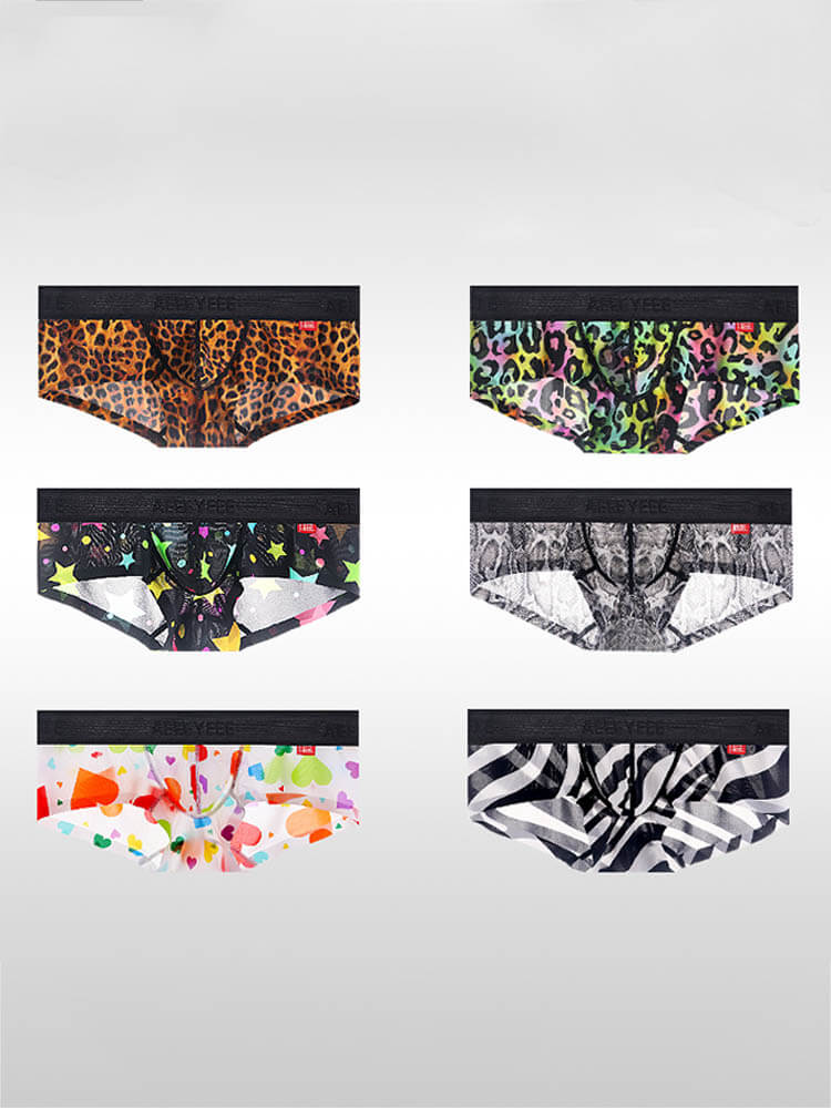 Men's Sexy Seamless Zebra Leopard Print Trunks