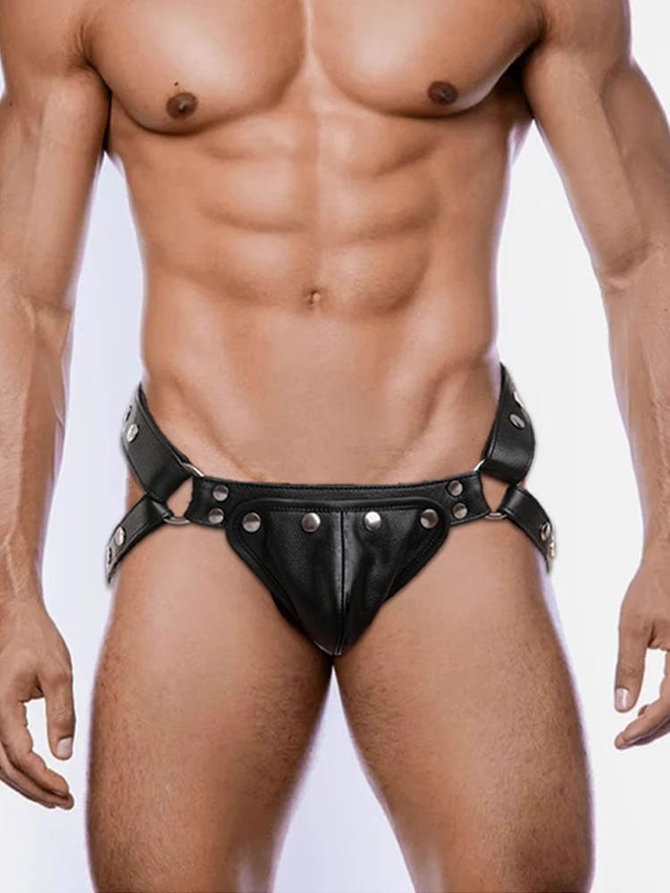 Men's Sexy Low-Rise First-Grain Cowhide Thong