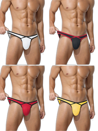 4 Pack Men's Low-Rise Sexy Narrow-Band Cooling U-Convex Breathable Comfortable Thong