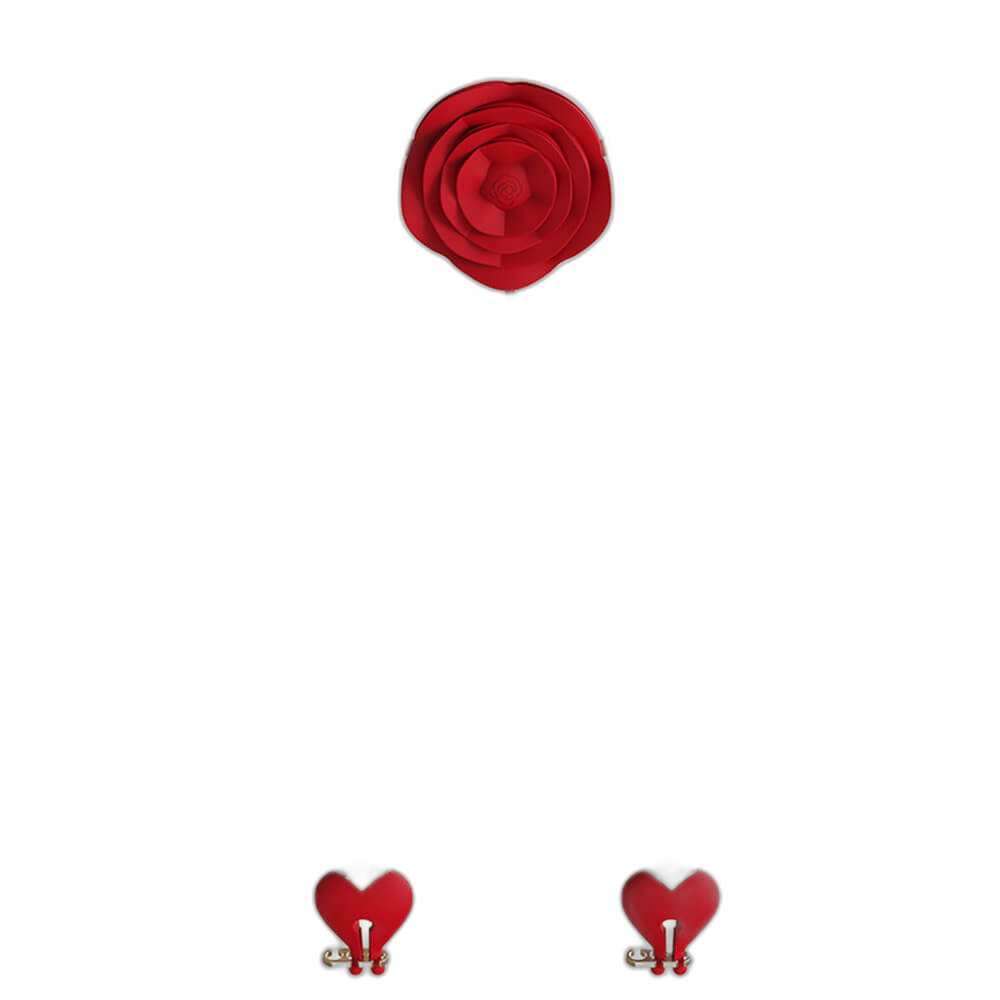 Rose Vibrating Nipple Clamps & Ball Gag Set