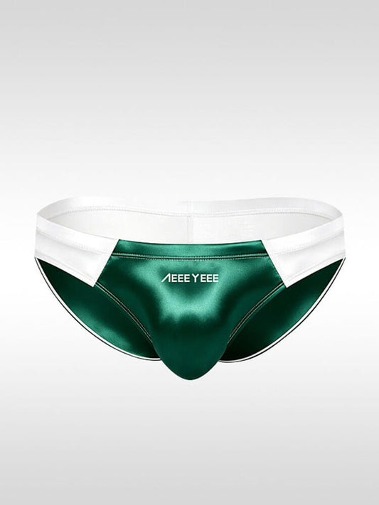 Men's Sexy Low-Rise Satin Colorblock Briefs