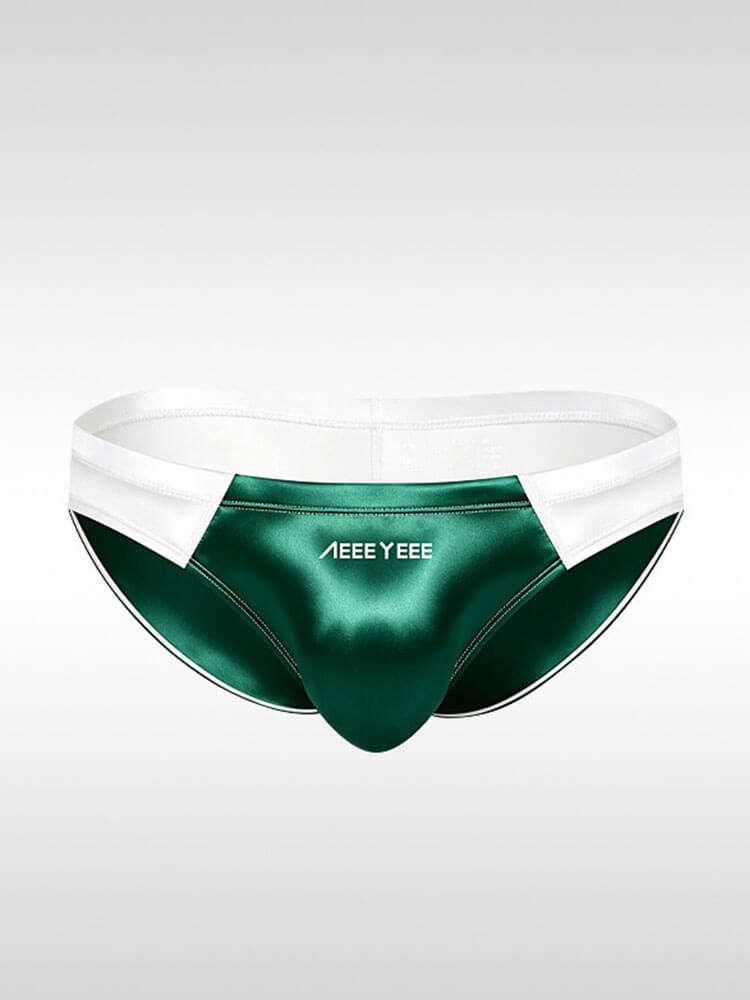 Men's Sexy Low-Rise Satin Colorblock Briefs