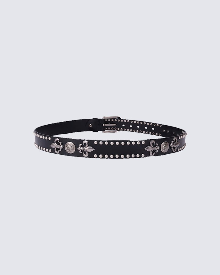 Hip-hop Style Belt with Metal Rivets and Cowhide