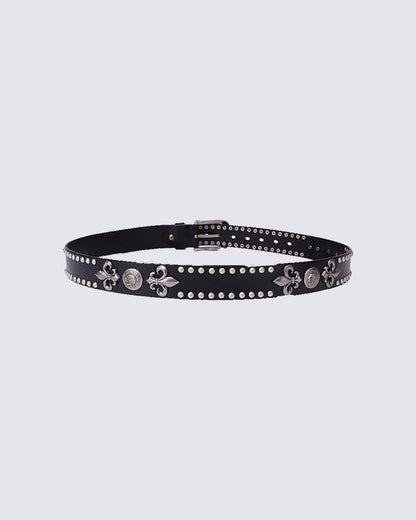 Hip-hop Style Belt with Metal Rivets and Cowhide