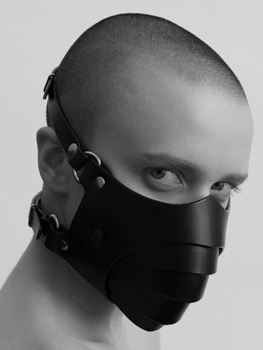 Punk Leather Breathable Mask - Black