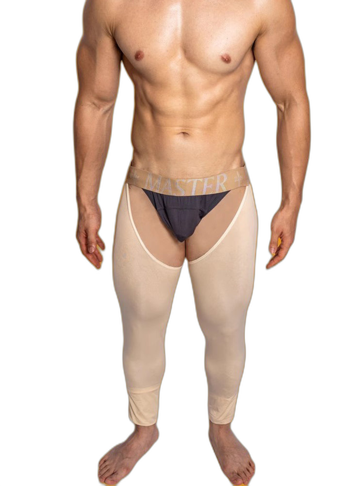 Men's Low-Waist Sexy Hollow Silk-Smooth Semi-Transparent Thermal Pants