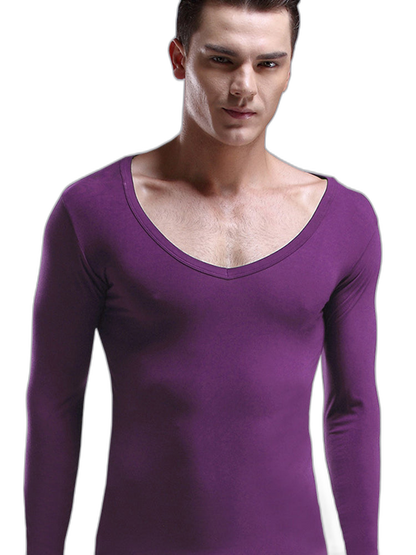 Mens Ultra Soft Low Cut V-Neck Thermal Shirt
