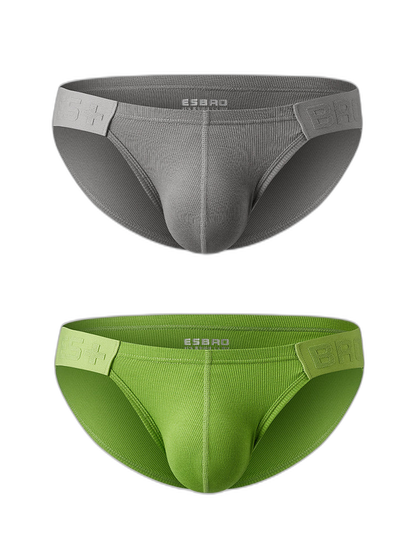 2 Pack Men's Solid Color Low Rise Sweat-Absorbent Large U-Shaped Small Pocket Briefs