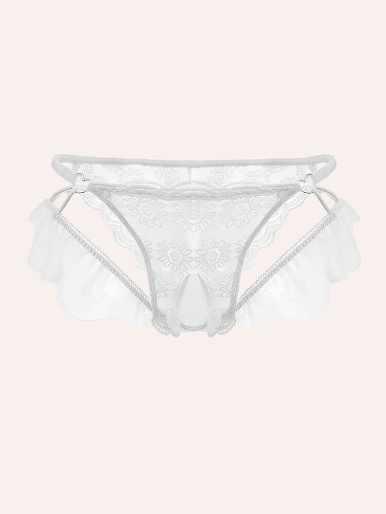 Men's Sexy Soft Lace Trim Hollow Sheer Briefs