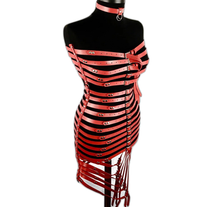 Seductive Black Bondage Harness Corset Dress