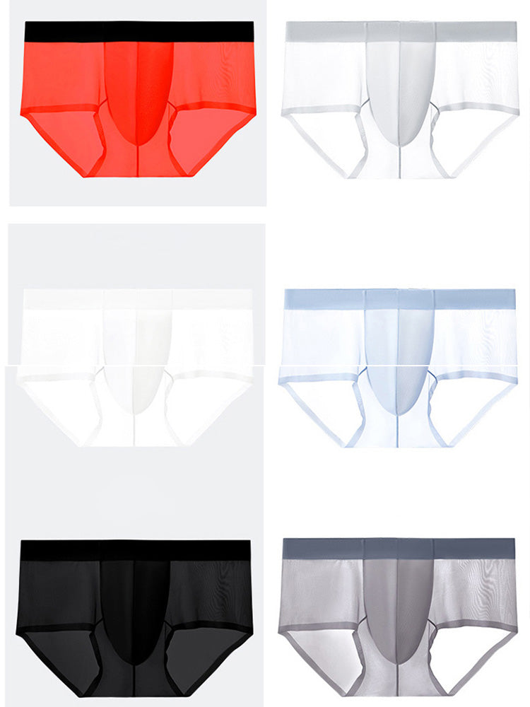 Men's Sexy Thin See-Through Ice Silk Briefs