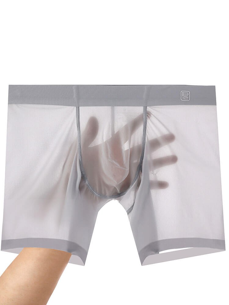 Men's Sexy Sheer Anti-Chafe Thin Ice Silk Boxer Briefs
