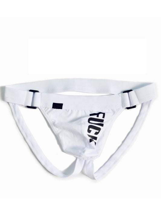 D.M Men's Solid Color Letters Low Waist Sexy Thong