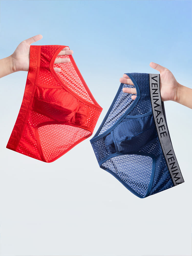 Men's Separated-Pouch Ice Silk Mesh Breathable Briefs