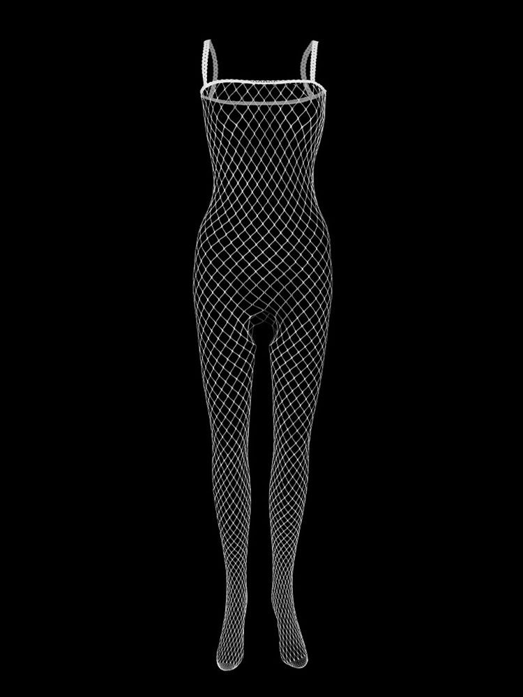 Men's Open Crotch Mesh Bodysuit - Pink