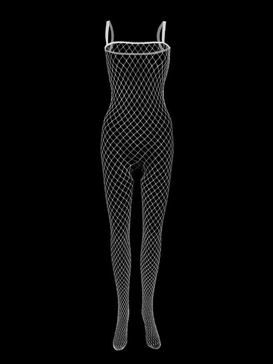 Men's Open Crotch Mesh Bodysuit - Pink