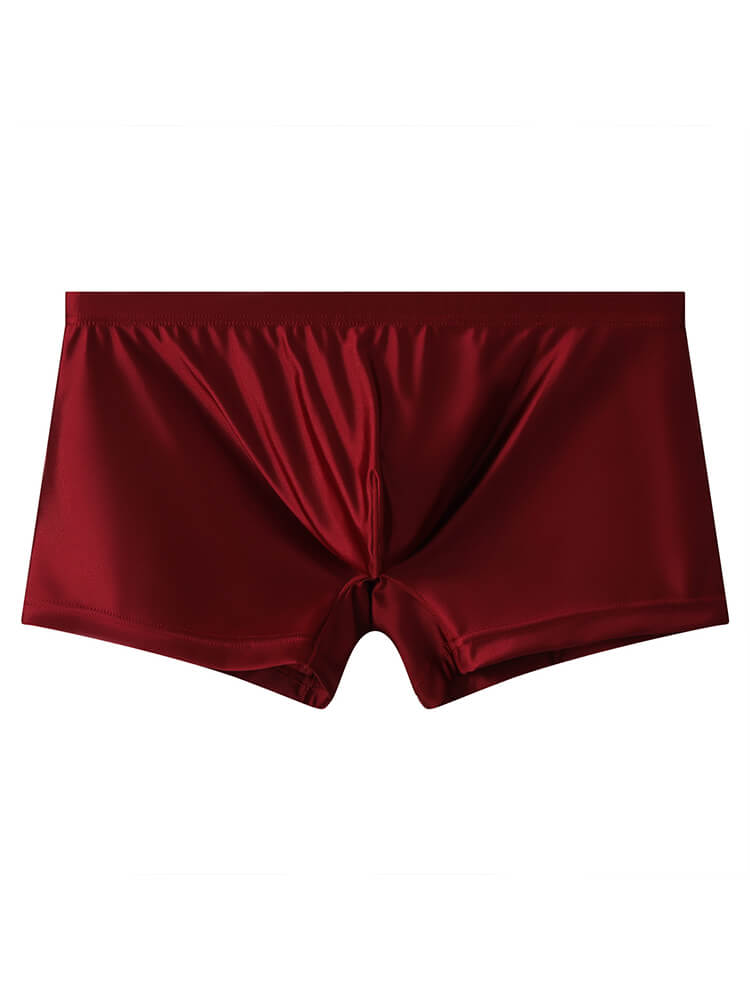 Men's Solid-Color Smooth Faux-Silk Boxer Briefs