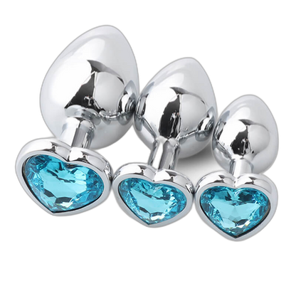 Heart Metal Anal Plug Set - Training Kit