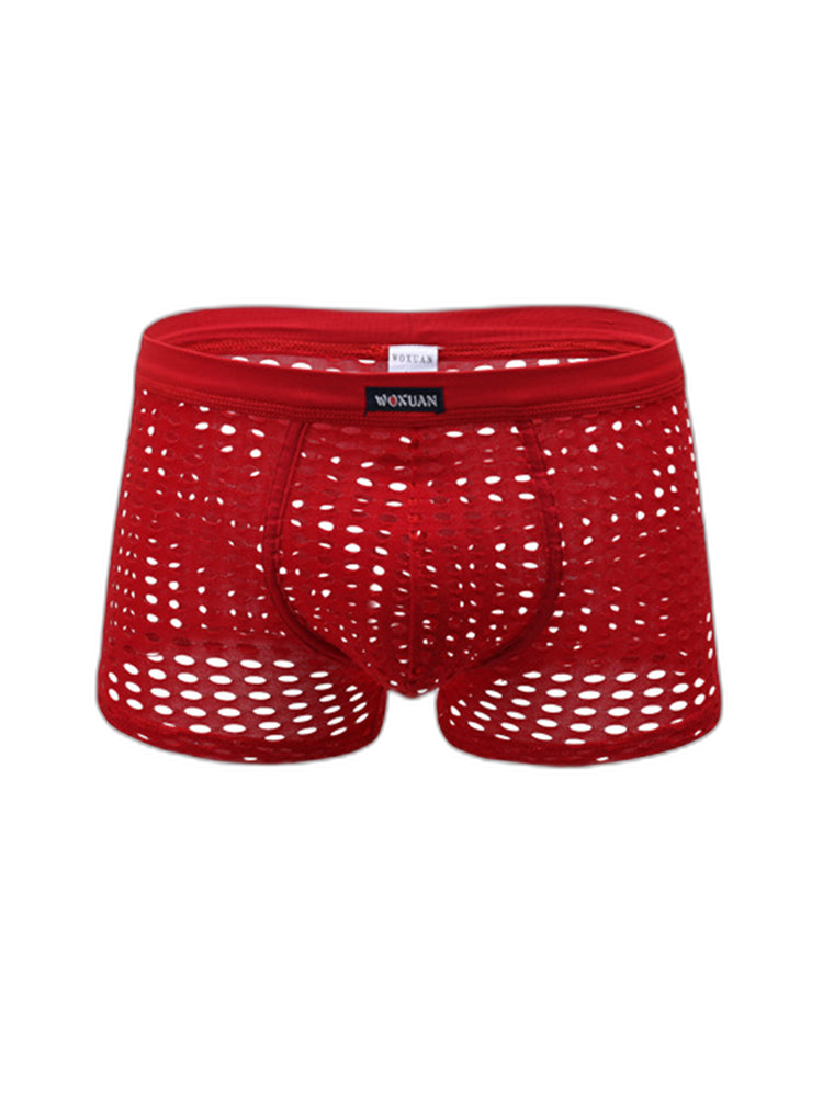 2 Pack Men's Hollow Mesh Sexy Trendy Moisture-Wicking Trunks