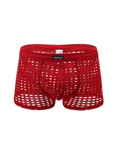 2 Pack Men's Hollow Mesh Sexy Trendy Moisture-Wicking Trunks