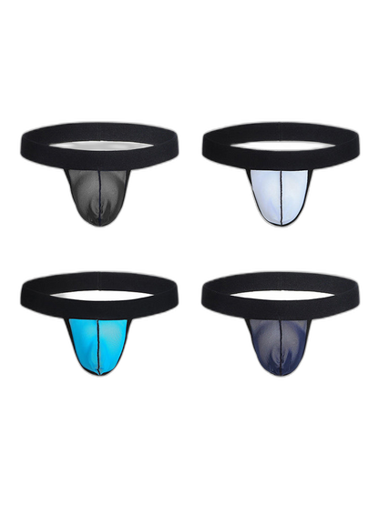 4 Pack Men's Single Pouch Ice Silk Sexy Thong