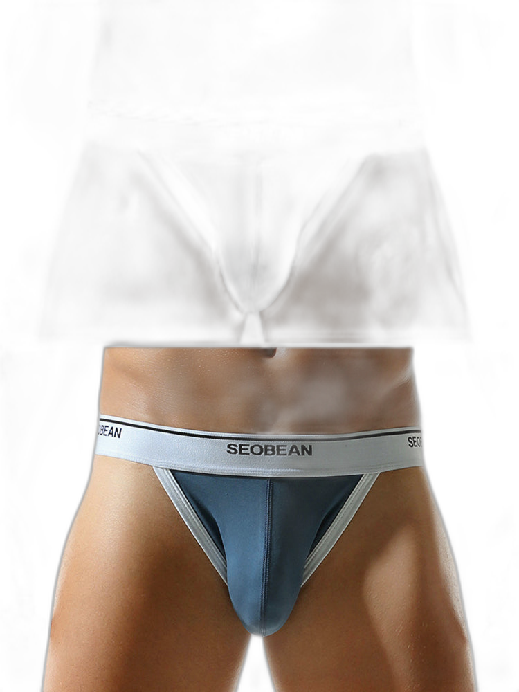 2 Pack Men's Low-Rise Solid Color Bikini with Large Pouch