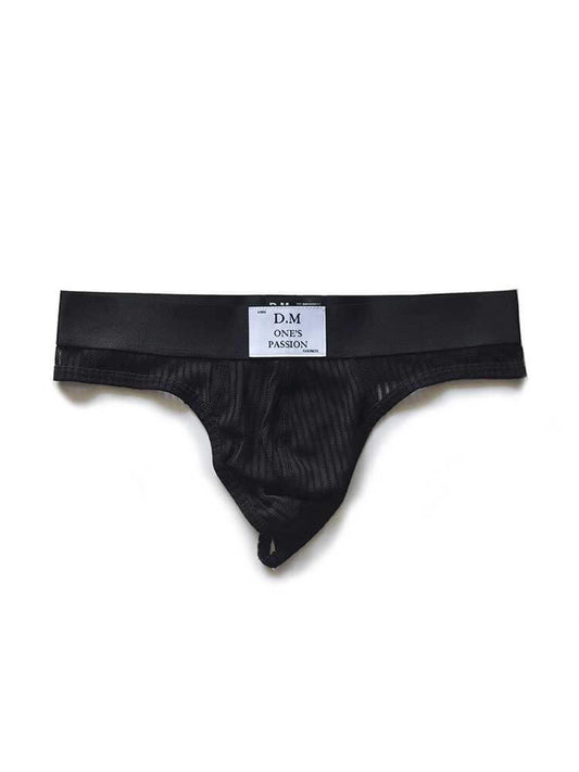 Men's Solid-Color Low-Rise Sexy Mesh Thong