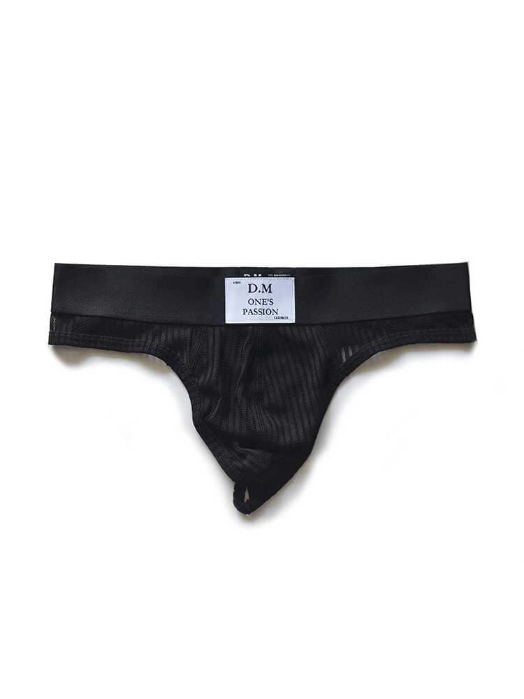 Men's Solid-Color Low-Rise Sexy Mesh Thong