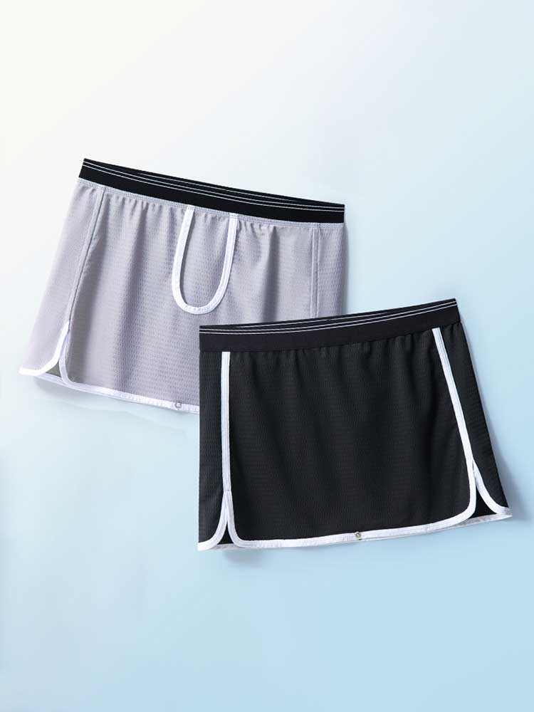 Men's Gun Bullet Separation Crotchless Skirt Trunks