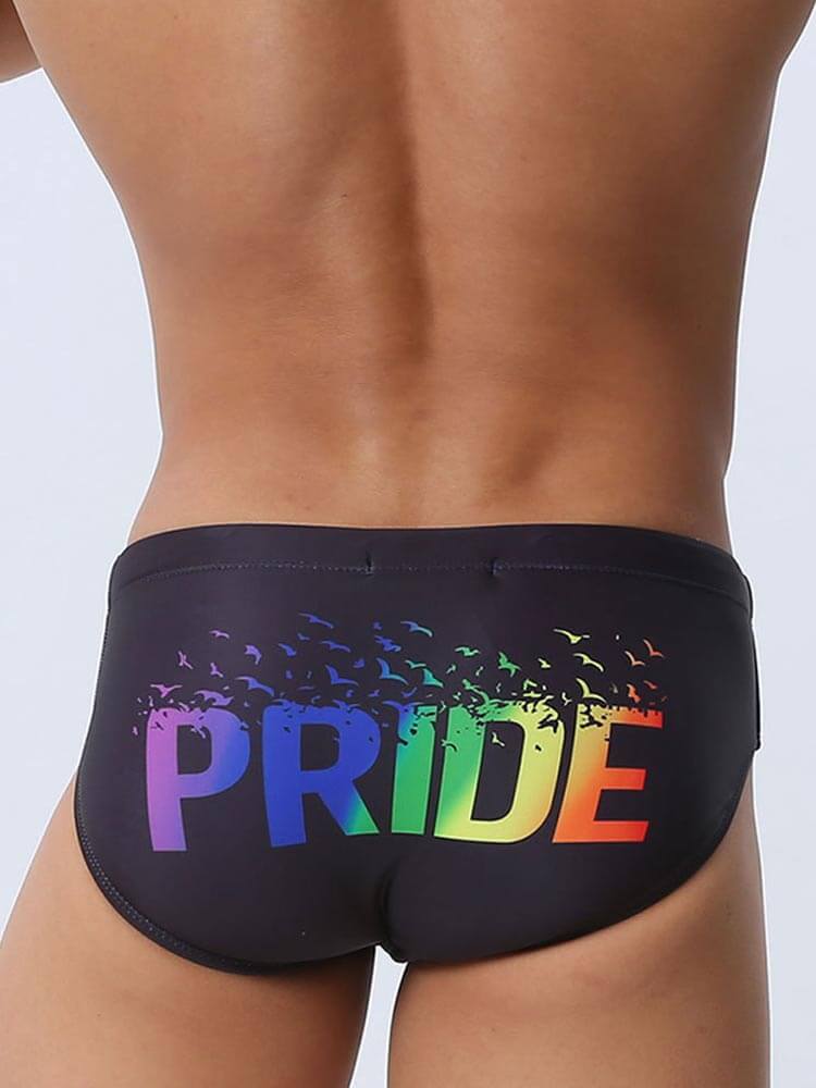 Men's Pride Love Rainbow Print Sexy Swim Briefs