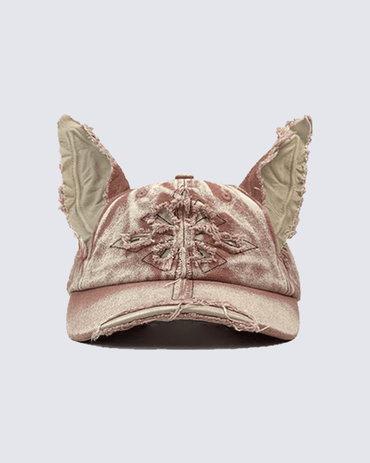 Distressed Denim Ear Cap