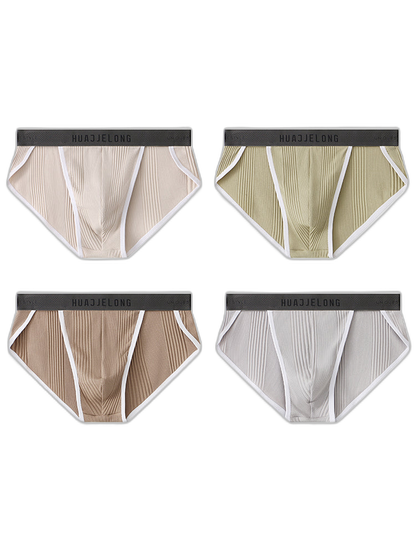 4 Pack Men's Solid Color Cotton Breathable Trendy Briefs