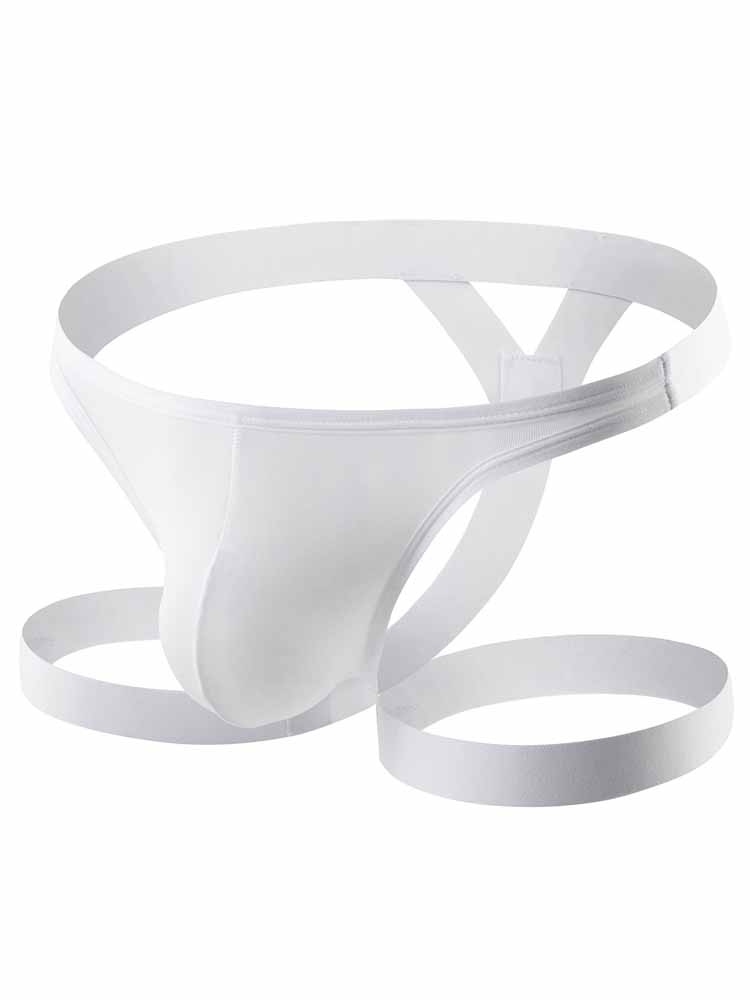 Men's Ice Silk Leg Band Thong - White