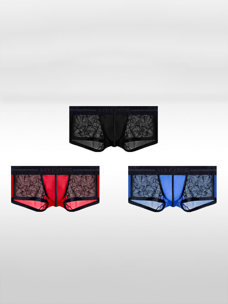Men's Ice Silk Lace Sexy Sheer Ultra-Thin Trunks