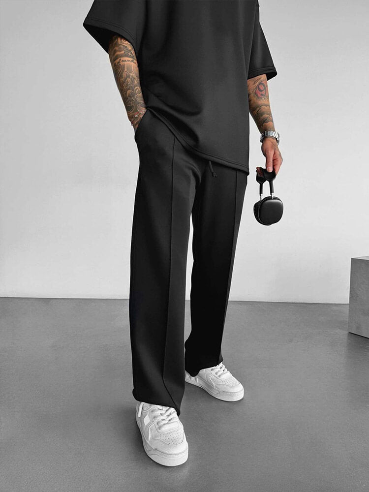Men's Casual Solid Color Knitted Straight Pants